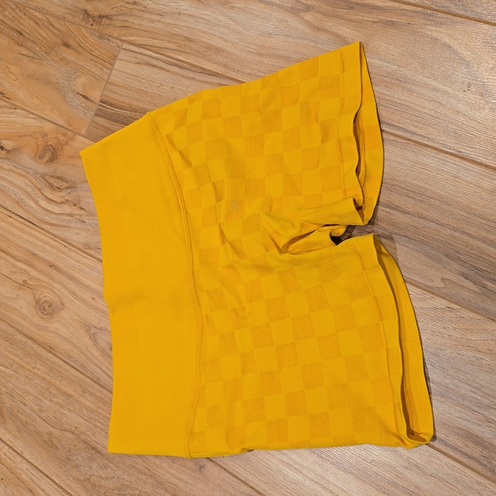 Yellow Checkered Workout Shorts